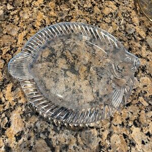 Vintage Glass Fish Serving Platter Plate